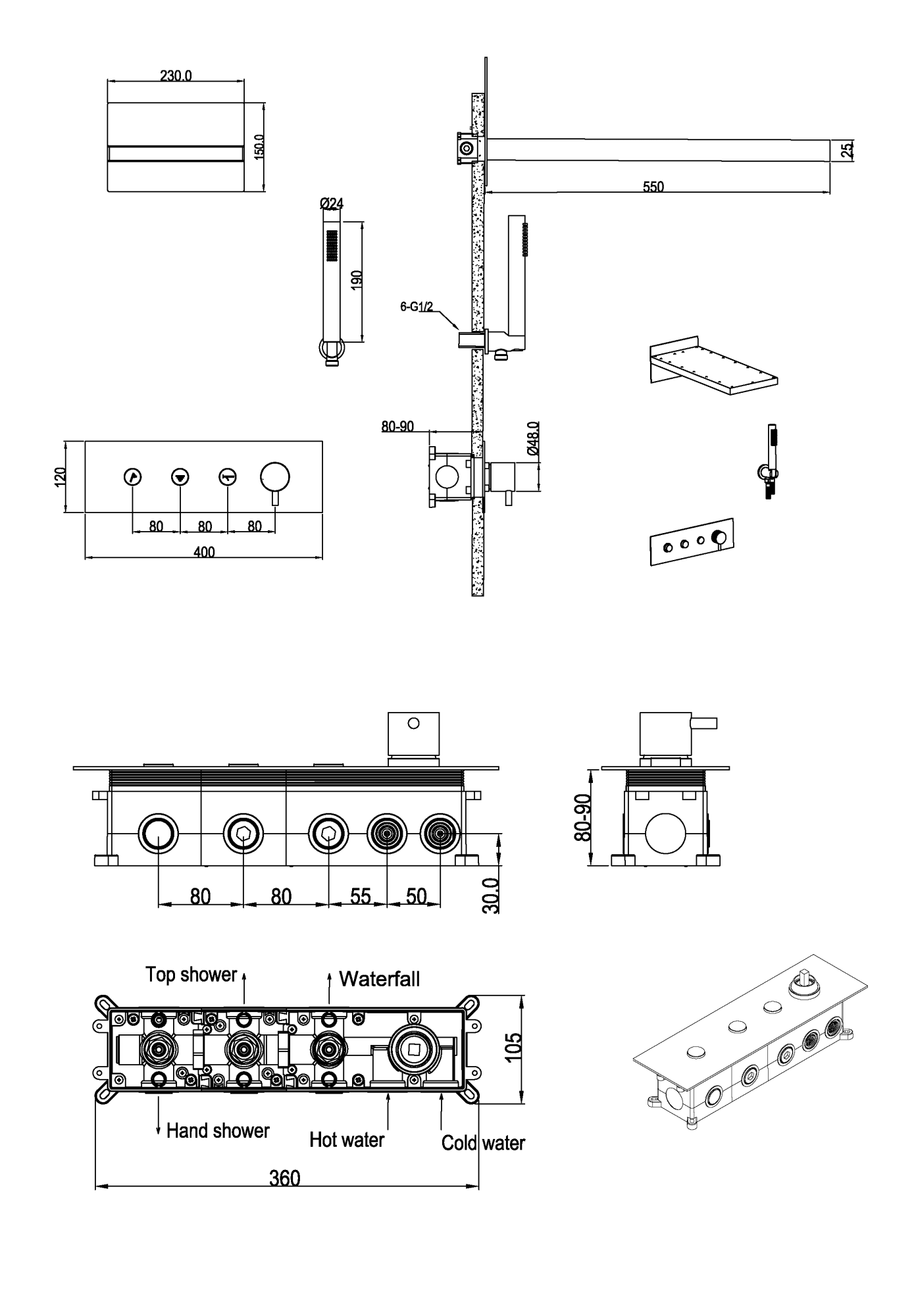 Фото Душевая система Boheme Fusion 130-CB медь браш