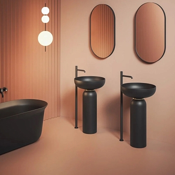 Фото Раковина Artceram Jolie с пьедесталом 50 см, цвет черный матовый