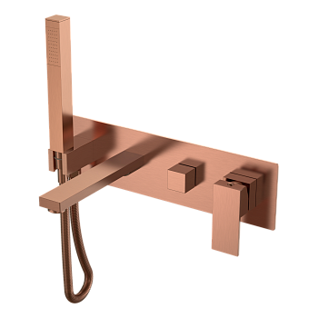 Фото Смеситель для ванны Boheme Qubic 474-2-CB встроенный медь браш