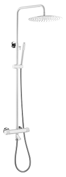 Фото Душевая стойка Boheme Uno 468-T-WCR термостат с изливом, белый матовый/хром глянец
