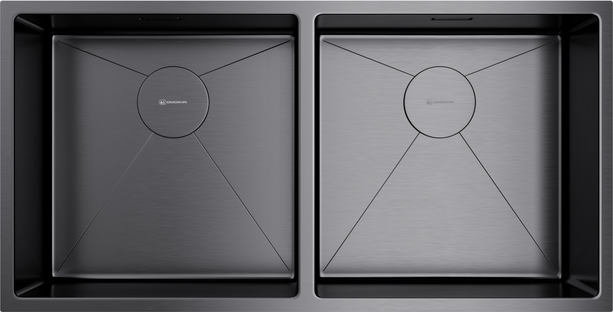 Фото Кухонная мойка Omoikiri Taki 86-2-U/IF-GM 4993793 вороненая сталь
