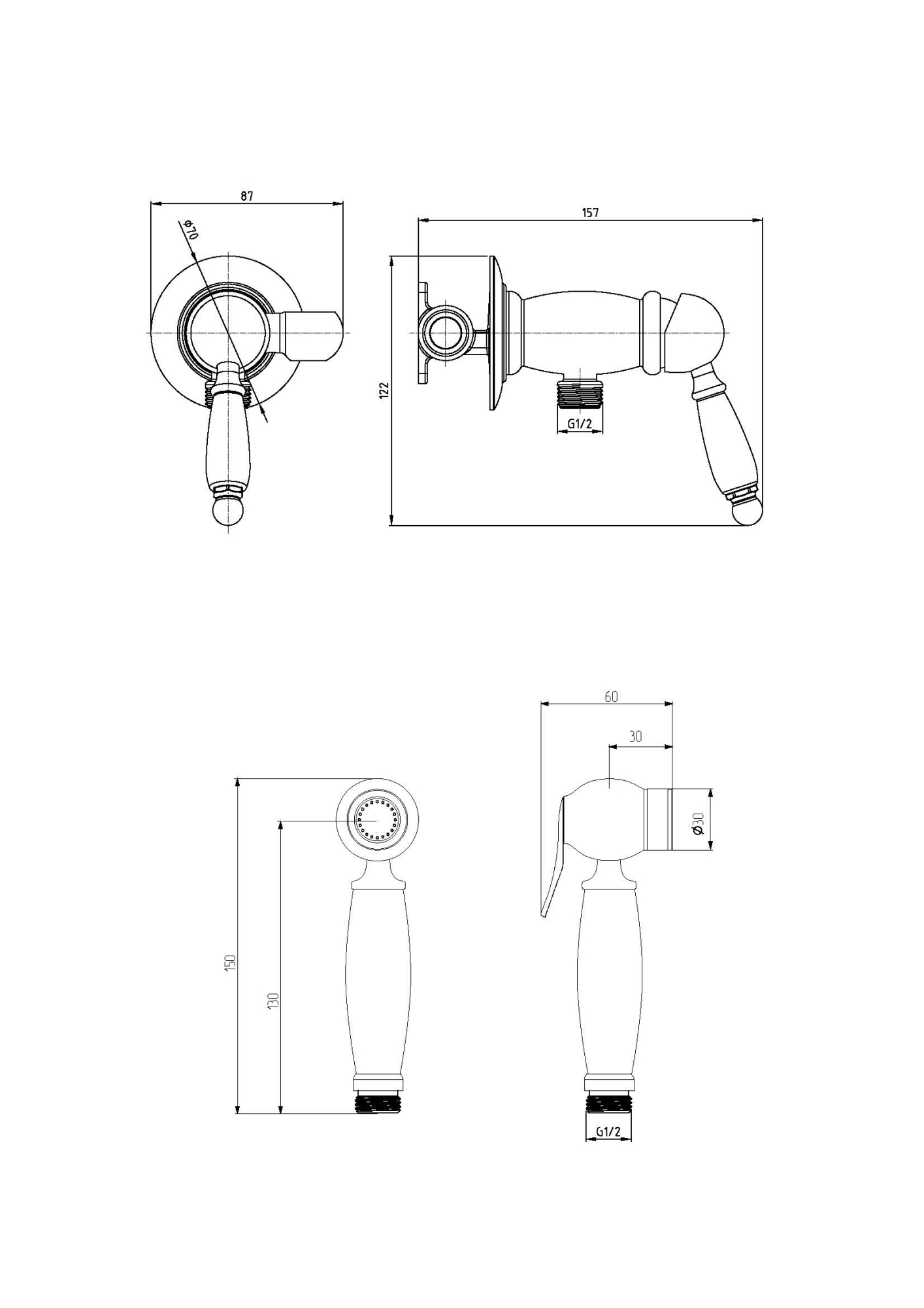 Фото Гигиенический душ со смесителем Veragio Salento 30643 бронза