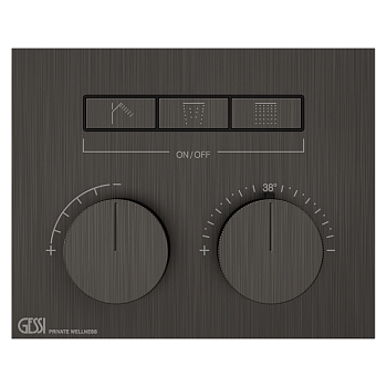 Фото Смеситель для душа Gessi Hi-Fi 63006#707 термостат с переключателем на 3 потока, черный хром браш pvd