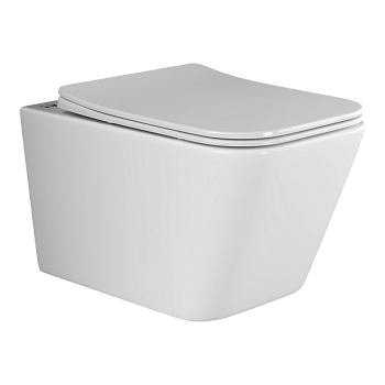 Фото Унитаз Ceramicanova Metric CN3007 безободковый с сиденьем подвесной, белый глянцевый
