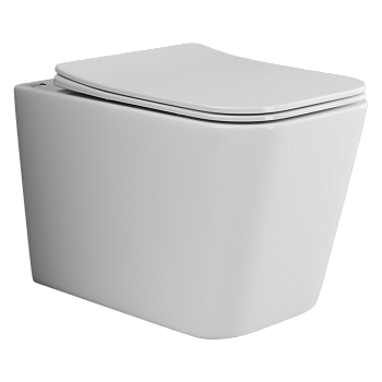 Фото Унитаз Ceramicanova Cubic CN1806 безободковый с сиденьем подвесной, белый глянцевый