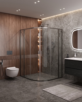 Фото Душевой уголок Cezares MOLVENO-RH-22-120/110-C-GM-IV, профиль оружейная сталь