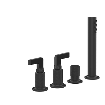 Фото Смеситель на борт ванны Gessi Inciso 58043#299 для наполнения через слив-перелив, черный матовый