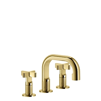 Фото Смеситель для раковины Gessi Inciso 58111#246 с донным клапаном, золото глянец pvd