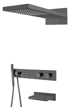 Фото Душевая система Boheme Zodiac 133-2-SGM с термостатом shine gun metal, графит глянец