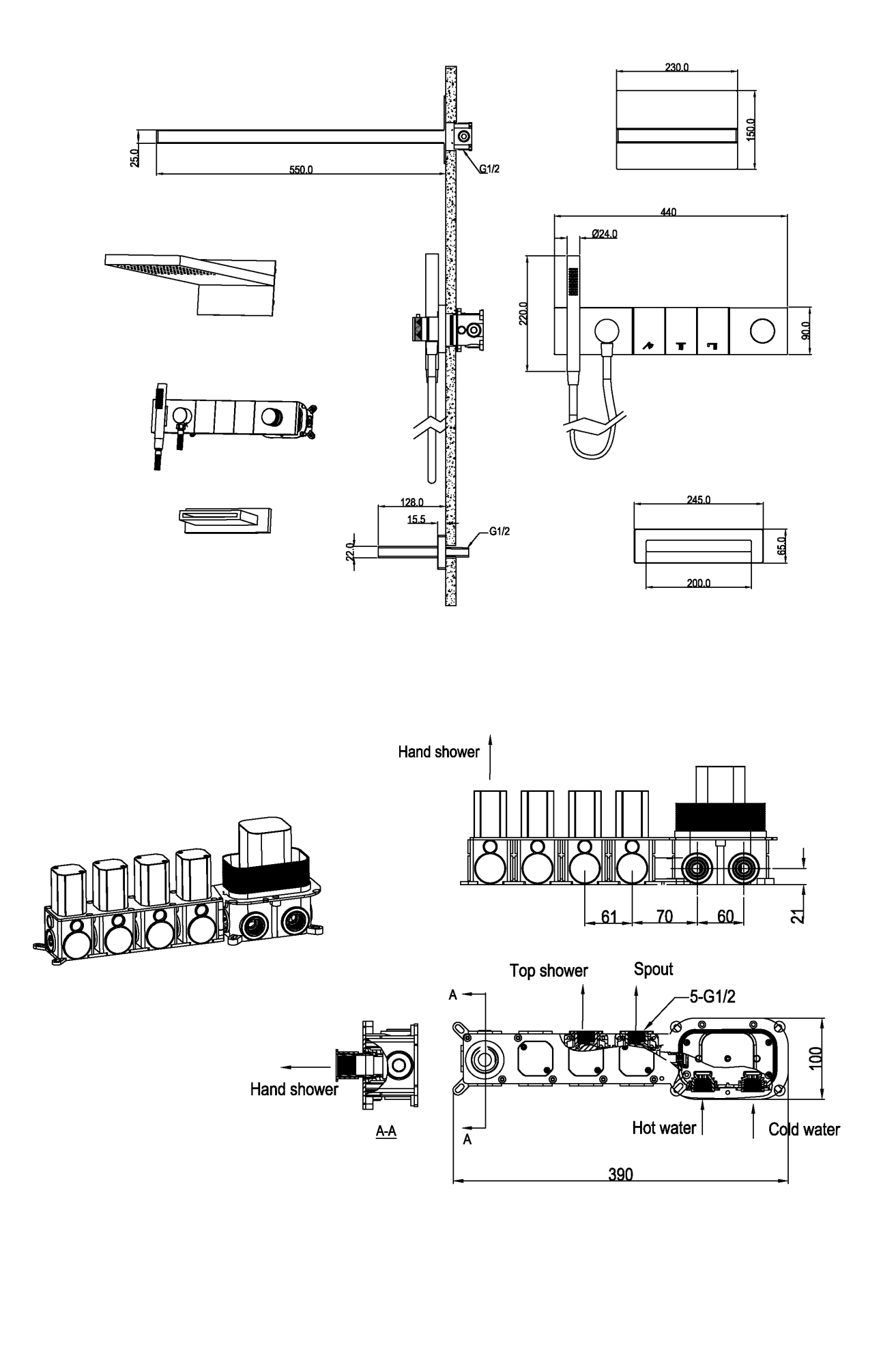 Фото Душевая система Boheme Zodiac 132-2-BRB бронза браш