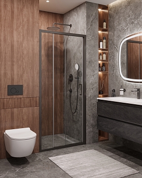 Фото Душевая дверь Cezares MOLVENO-BF-3-100-C-GM-IV, профиль оружейная сталь