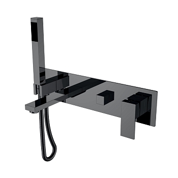 Фото Смеситель для ванны Boheme Qubic 474-2-SGM, shine gun metall, графит глянец