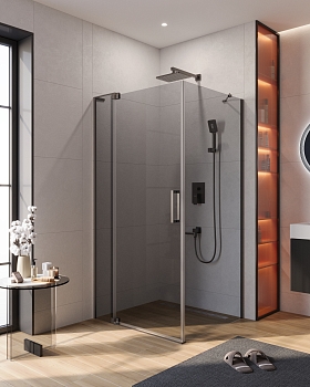 Фото Душевой уголок Cezares SLIDER-AH-1-90-90/100-GRIGIO-GM, профиль оружейная сталь