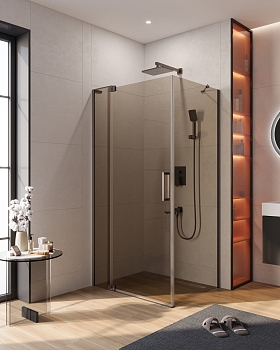 Фото Душевой уголок Cezares SLIDER-AH-1-80-90/100-BR-GM, профиль оружейная сталь