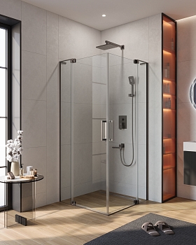Фото Душевой уголок Cezares SLIDER-A-2-100/110-C-GM, профиль оружейная сталь