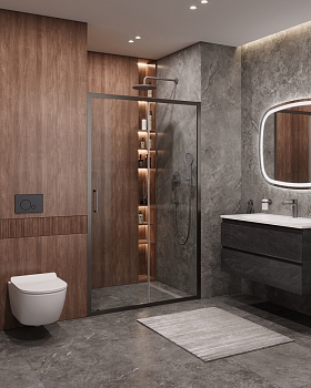 Фото Душевая дверь Cezares MOLVENO-BF-1-120-C-GM-IV, профиль оружейная сталь