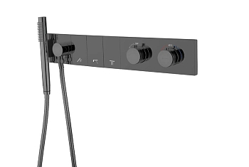 Фото Смеситель для душа Boheme Zodiac 133-SYS-SGM с термостатом на 3 выхода shine gun metal, графит глянец