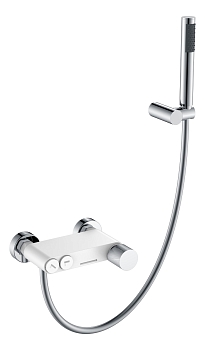 Фото Смеситель для ванны Boheme Stick 123-WCR.2 белый глянец/хром глянец