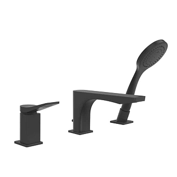 Фото Смеситель на борт ванны Gessi Rilievo 59037#299 для наполнения через слив-перелив, черный матовый