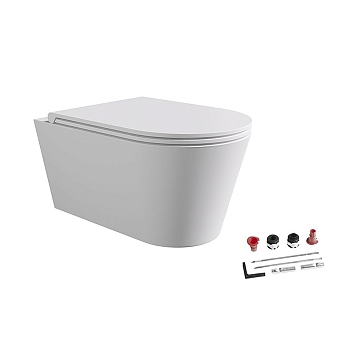 Фото Унитаз подвесной Alice Hide 31170109SET безободковый белый матовый