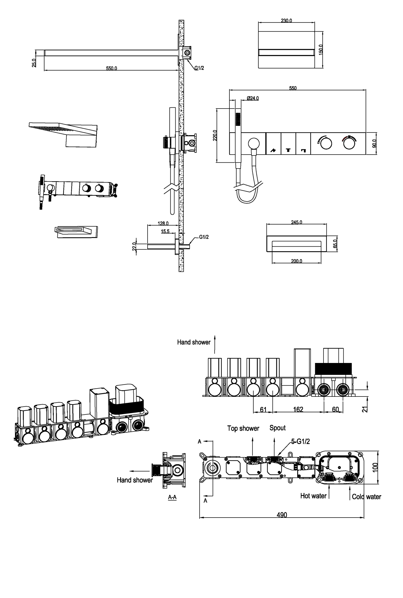 Фото Душевая система Boheme Zodiac 133-2-BRB термостат бронза браш