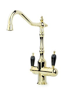 Фото Смеситель для кухни Boheme Tradizionale 112-BLC с краном под фильтр золото