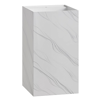 Фото Раковина Boheme Cube 802-CLCT напольная квадратная 48×48×85 см, Calacatta (белый с мраморным рисунком)