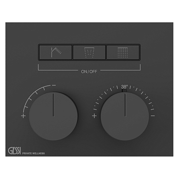 Фото Смеситель для душа Gessi Hi-Fi 63006#299 термостат с переключателем на 3 потока, черный матовый