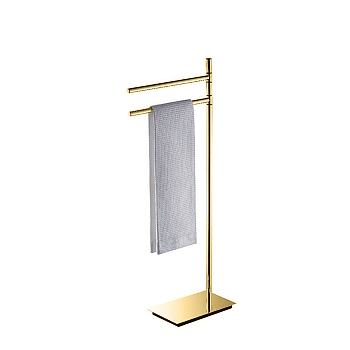 Фото Стойка Colombo Square B9901.OM с двойным полотенцедержателем H87 см, золото матовое