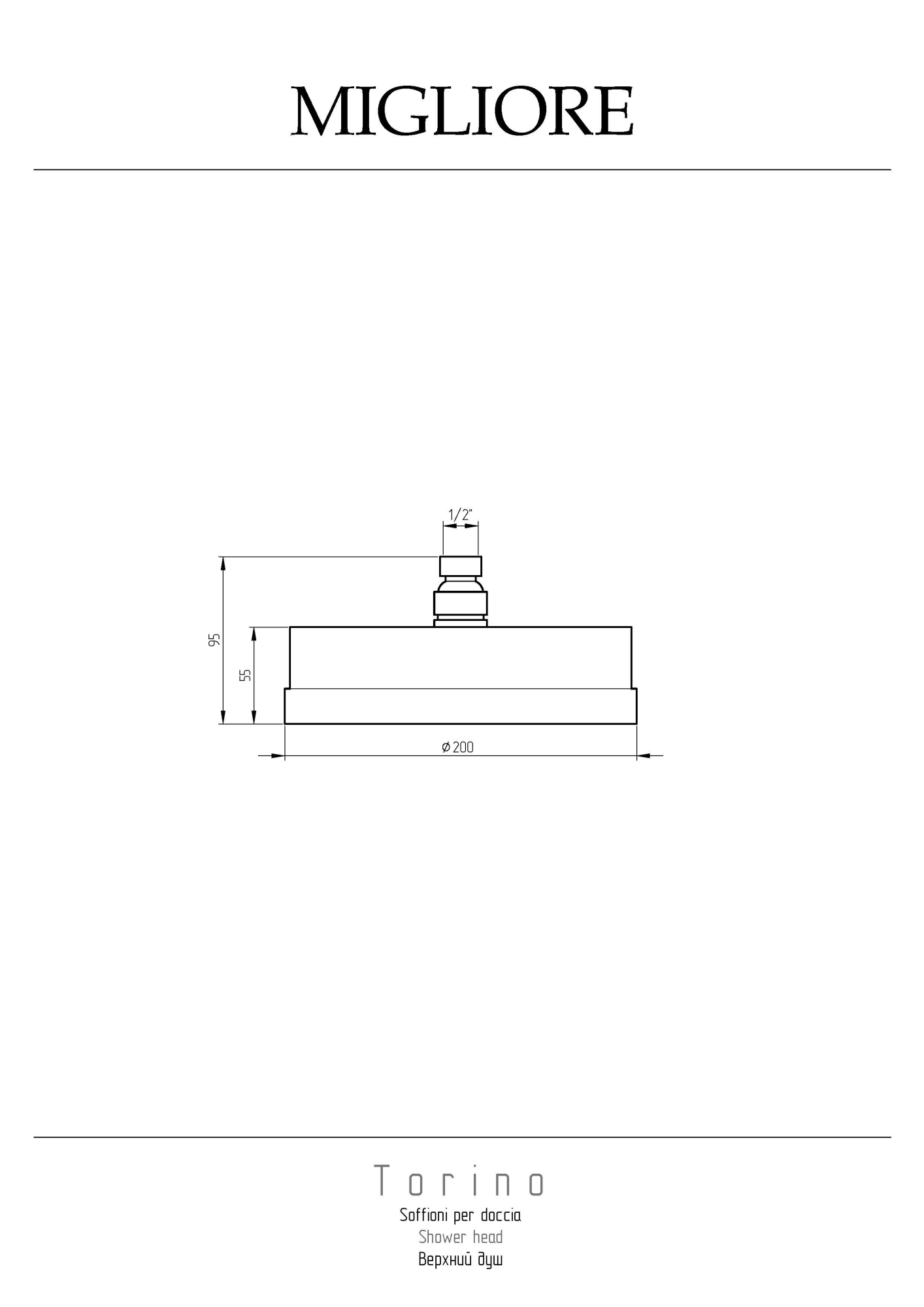 Фото Верхний душ Migliore Torino 31702 хром D20 см антикальций