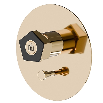 Фото Смеситель Newform ParkLE 69770E.62.093 для душа с переключателем на 2 потока, золото глянец PVD / черный матовый