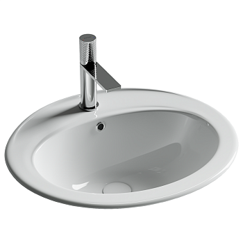 Фото Раковина Ceramicanova Sun CN6079 встраиваемая сверху 56,5 × 49,5 × 20 см, белый глянцевый