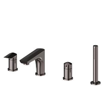 Фото Смеситель Newform Delta Zero 72282C.58.063 на борт ванны, оружейная сталь глянец PVD