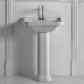 Фото Раковина Kerasan Waldorf 60 см, 1 отверстие, с пьедесталом, цвет белый/хром