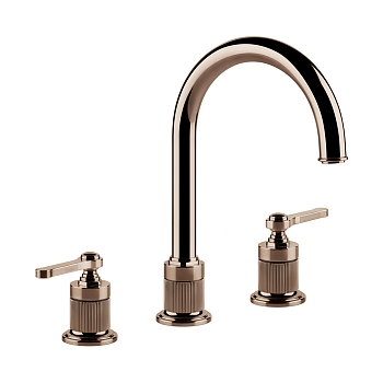 Фото Смеситель для раковины Gessi Venti20 65015#030 с донным клапаном, медь глянец pvd