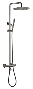 Фото Душевая стойка Boheme Uno 468-T-GM термостат с изливом, gun metal, графит матовый