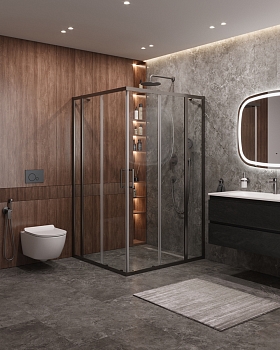 Фото Душевой уголок Cezares MOLVENO-AH-22-120/110-C-GM-IV, профиль оружейная сталь