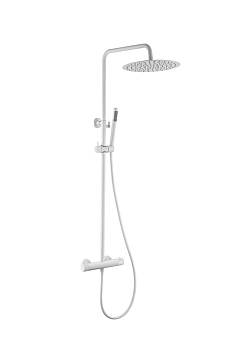 Фото Душевая стойка Boheme Uno 468-T-2-MW, с термостатом, белый матовый