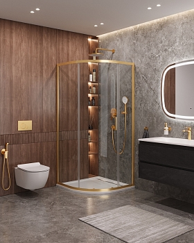 Фото Душевой уголок Cezares MOLVENO-R-1-90-C-BORO-IV, профиль брашированное золото
