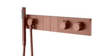 Фото Смеситель для душа Boheme Zodiac 133-SYS-BRB с термостатом на 3 выхода brushed bronze, янтарная бронза матовая