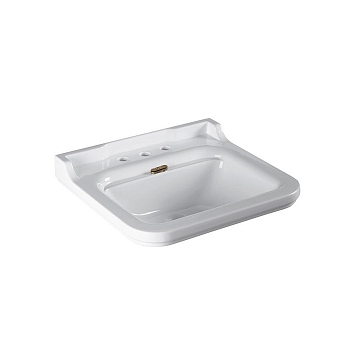 Фото Раковина Kerasan Waldorf 60 см, 3 отверстия, цвет белый/бронза