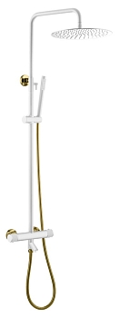 Фото Душевая стойка Boheme Uno 468-T-WG термостат с изливом, матовый/золото глянец