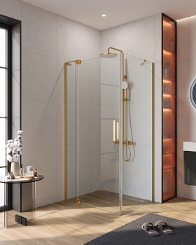 Фото Душевой уголок Cezares SLIDER-AH-1-80-90/100-C-BORO, профиль брашированное золото
