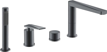 Фото Смеситель на борт ванны Boheme Venturo 370-SGM оружейная сталь глянец