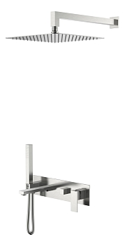 Фото Душевая система Boheme Qubic 474-NB с изливом никель браш