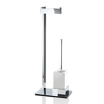 Фото Стойка Decor Walther Brick 0591300 с ершиком и бумагодержателем, белый/хром