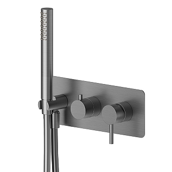 Фото Смеситель Newform X-Steel 316 69679EX.59.064 для душа с переключателем на 2 потока, оружейная сталь браш PVD