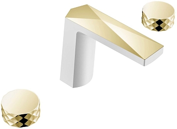 Фото Смеситель для раковины Boheme Venturo 150-WG-DIAMOND золото/белый