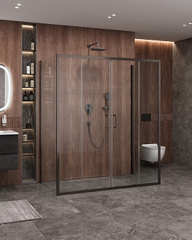 Фото Душевой уголок Cezares MOLVENO-AH-2/2-170/90-C-GM-IV, профиль оружейная сталь