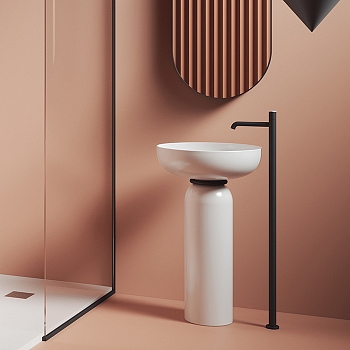 Фото Раковина Artceram Jolie на пьедестале 50 см, цвет белый матовый/черный